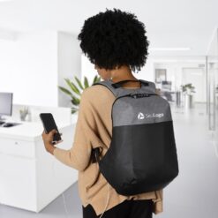 Alternative view of MOCHILA DE POLIÉSTER ANTI-FURTO USB COM SEGREDO 31L SPX-02096-PRE/CIN NA COR PRATA