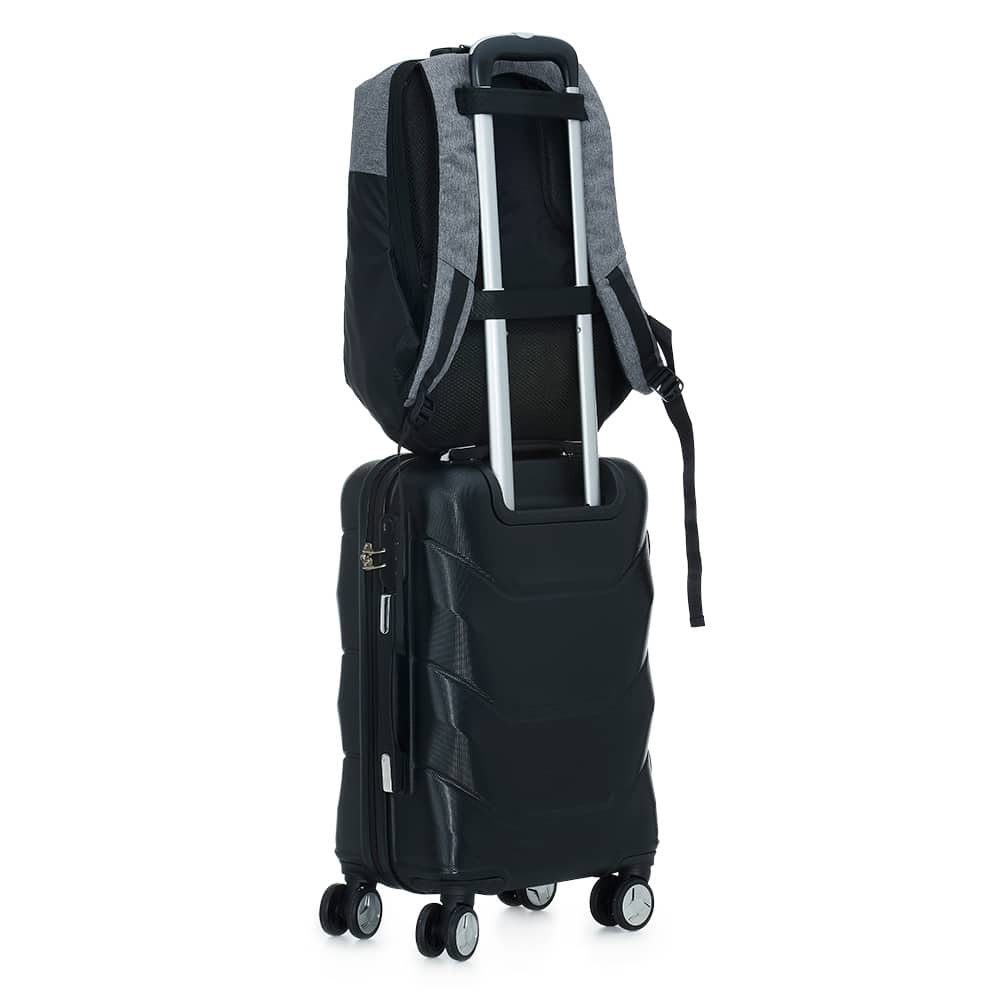 MOCHILA DE POLIÉSTER ANTI-FURTO USB COM SEGREDO 31L SPX-02096-PRE/CIN NA COR PRATA - Imagem 11