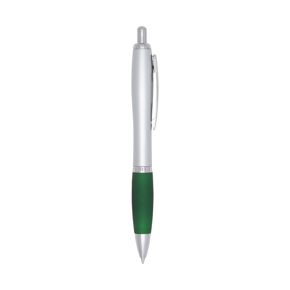 CANETA PLÁSTICA C/ DET EMBORRACHADO SPX-00518-PRA/VD NA COR VERDE