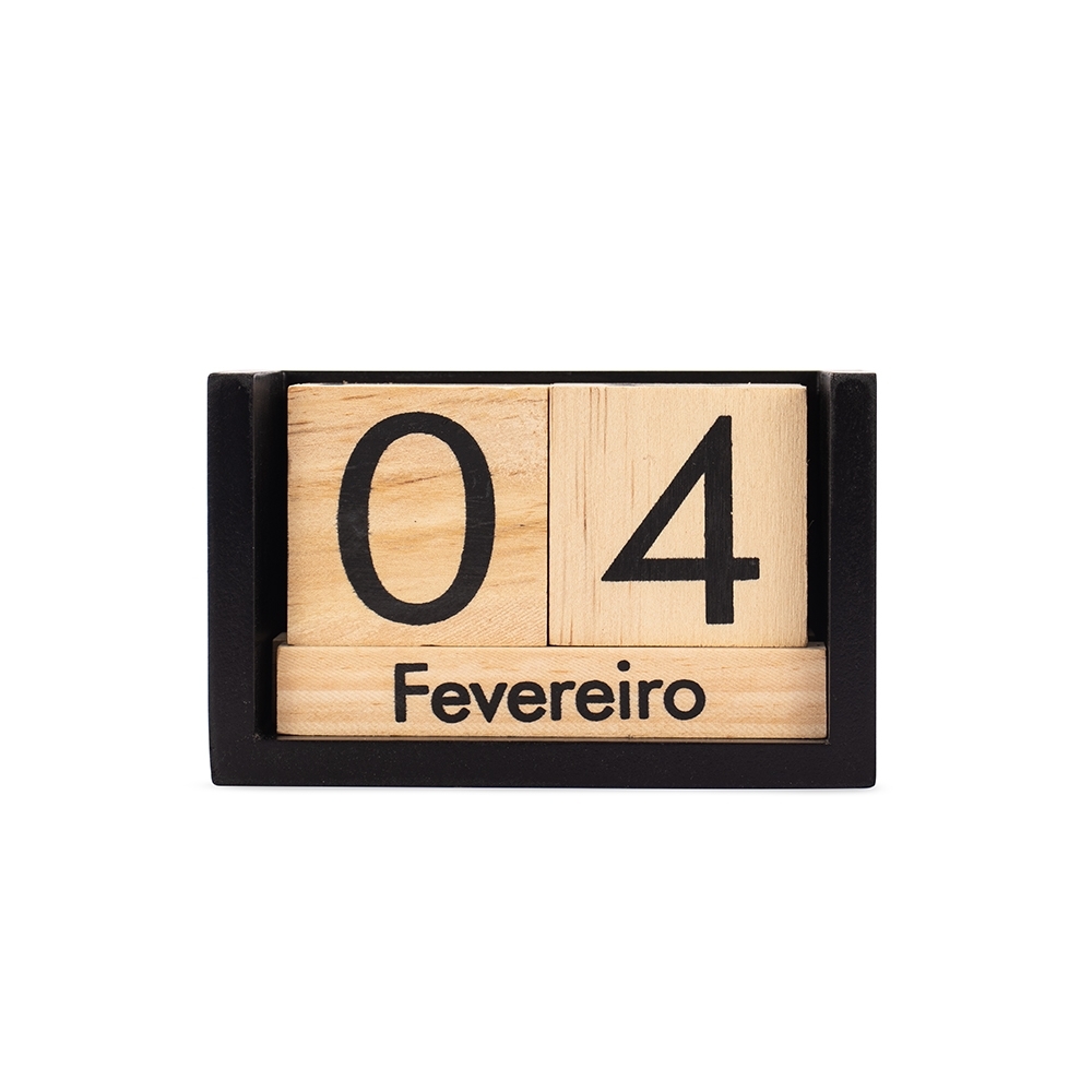 CALENDÁRIO PERMANENTE MADEIRA SPX-15251-PRE NA COR PRETO