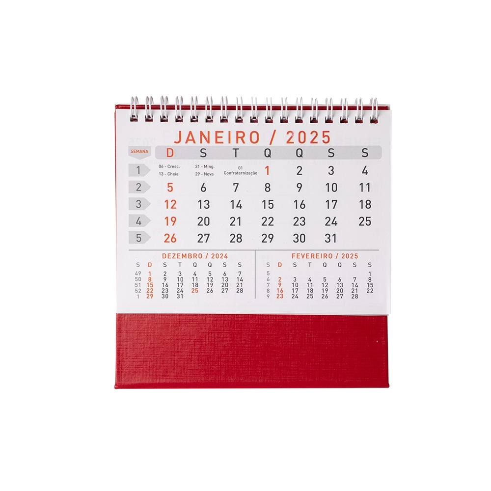CALENDÁRIO DE MESA 2026 SPX-14950P-VM NA COR VERMELHO
