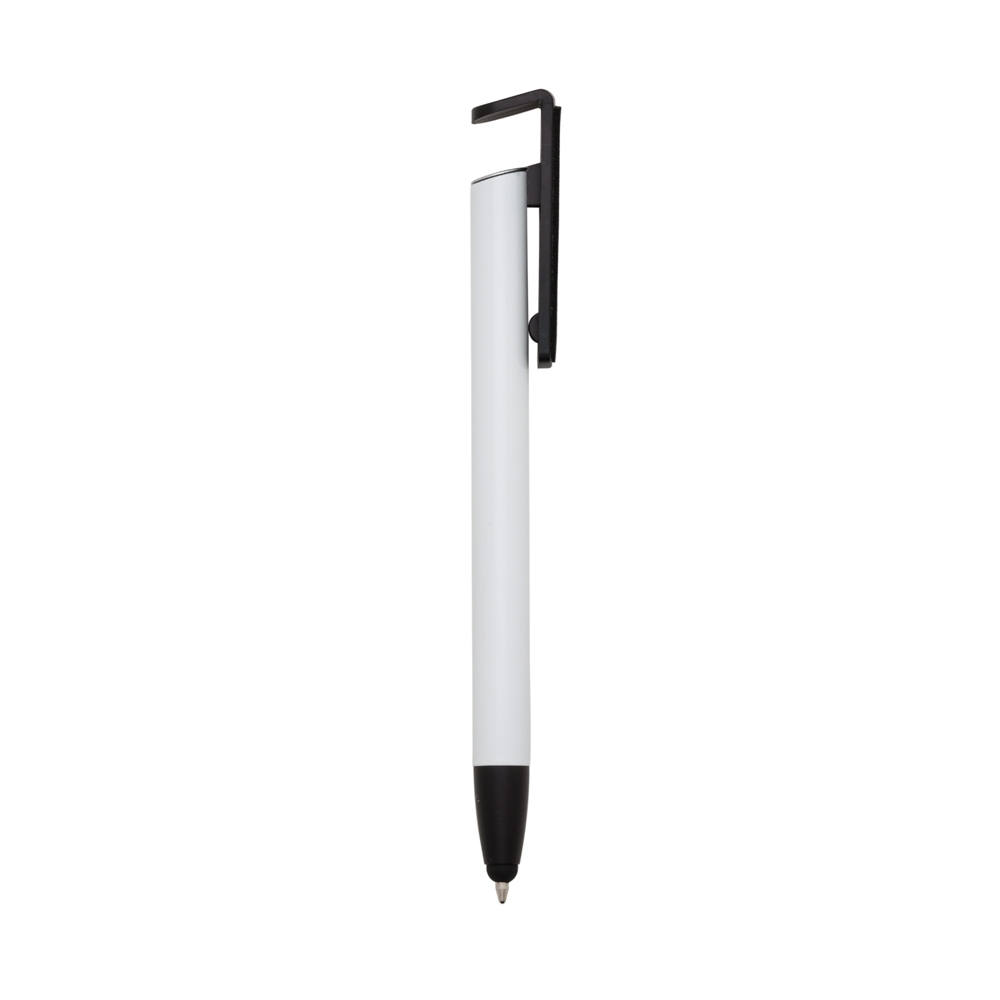 CANETA BASE CELULAR C/ LIMPADOR DE TELA E PORTA TOUCH  SPX-13589-BCO/PRE NA COR BRANCO