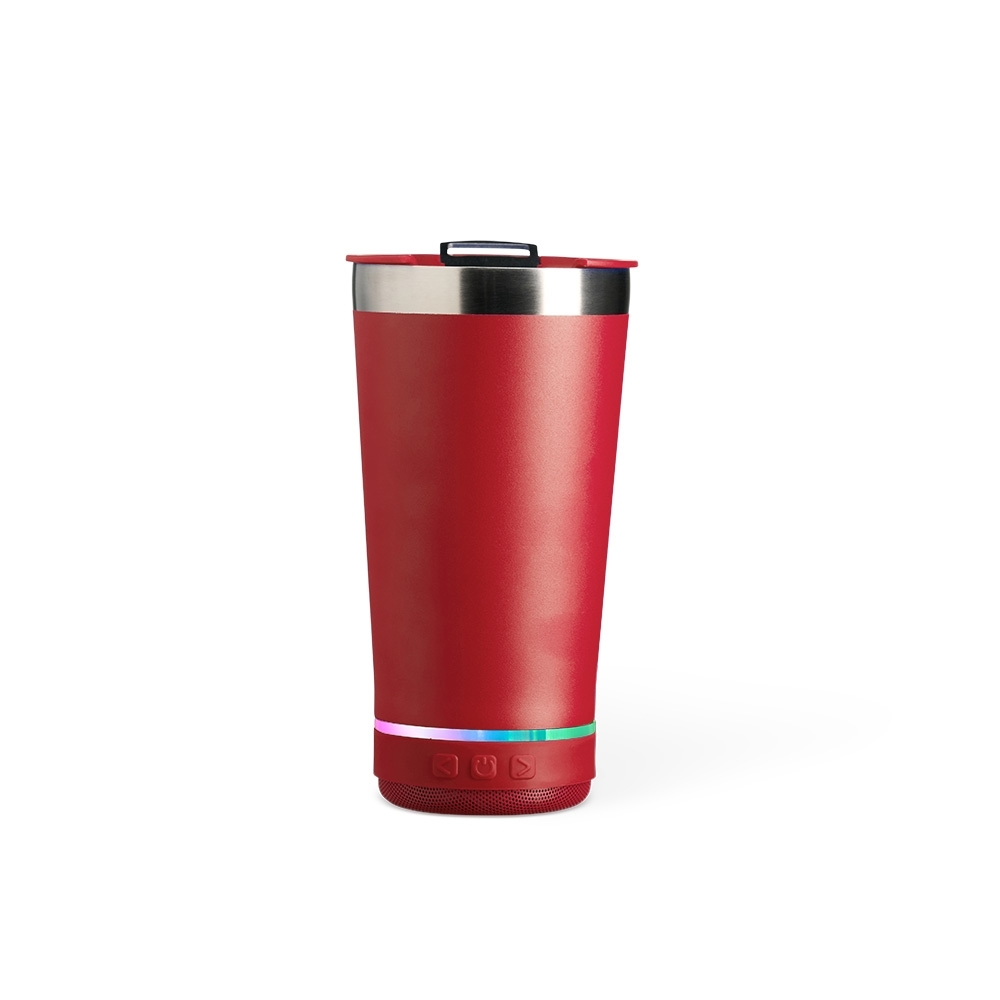 COPO TÉRMICO 400ML COM CAIXA DE SOM SPX-18749B-VM NA COR VERMELHO