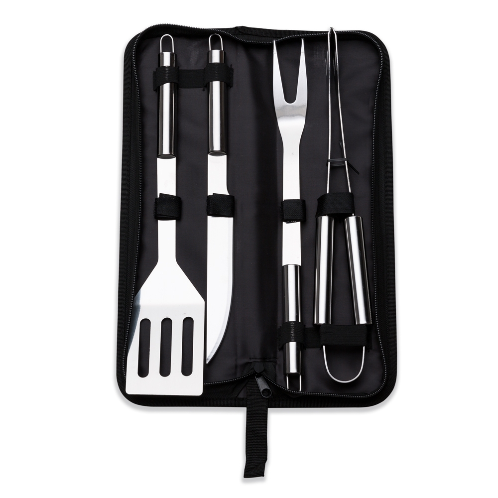KIT CHURRASCO 4 PEÇAS INOX C/ ESTOJO  SPX-07444-PRE NA COR PRETO