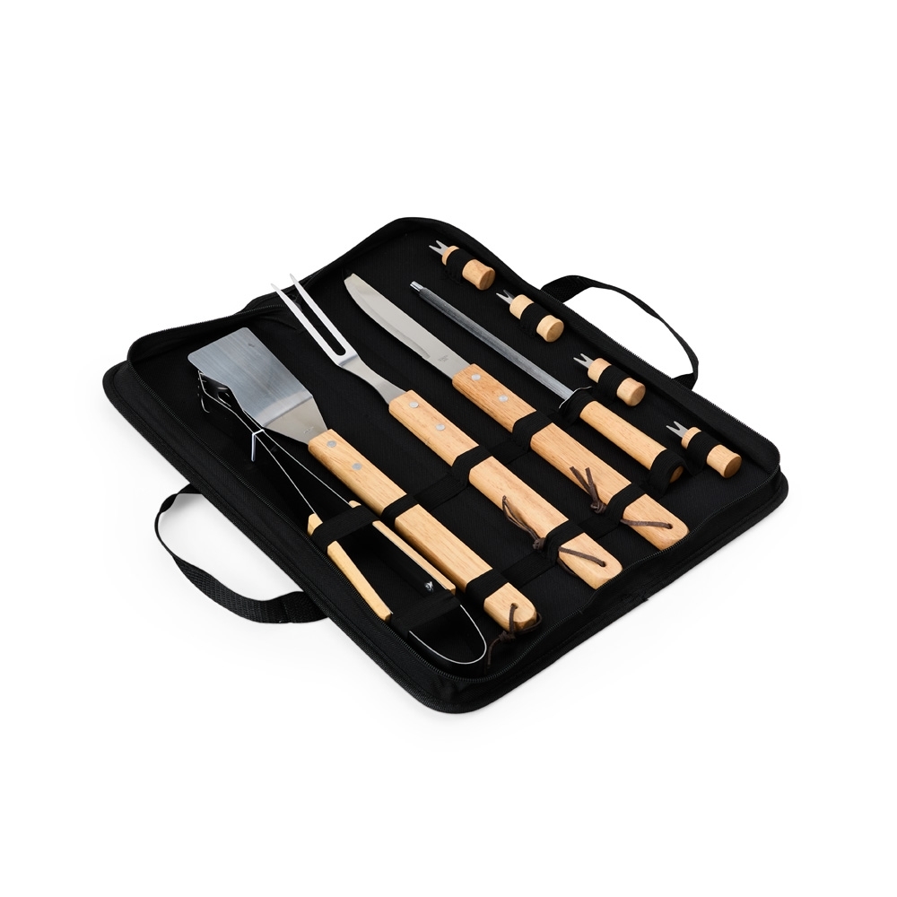 KIT CHURRASCO 9 PEÇAS SPX-18893-PRE NA COR PRETO