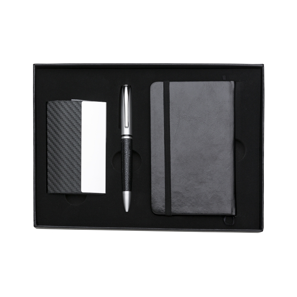KIT CANETA E CADERNETA TIPO MOLESKINE SPX-10998-PRE NA COR PRETO