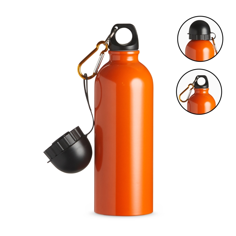 SQUEEZE INOX 500ML C/ BICO E MOSQUETÃO SPX-9139I-LAR NA COR LARANJA