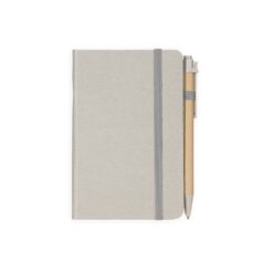 CADERNETA PALHA DE TRIGO COM CANETA SPX-08288-CIN NA COR CINZA