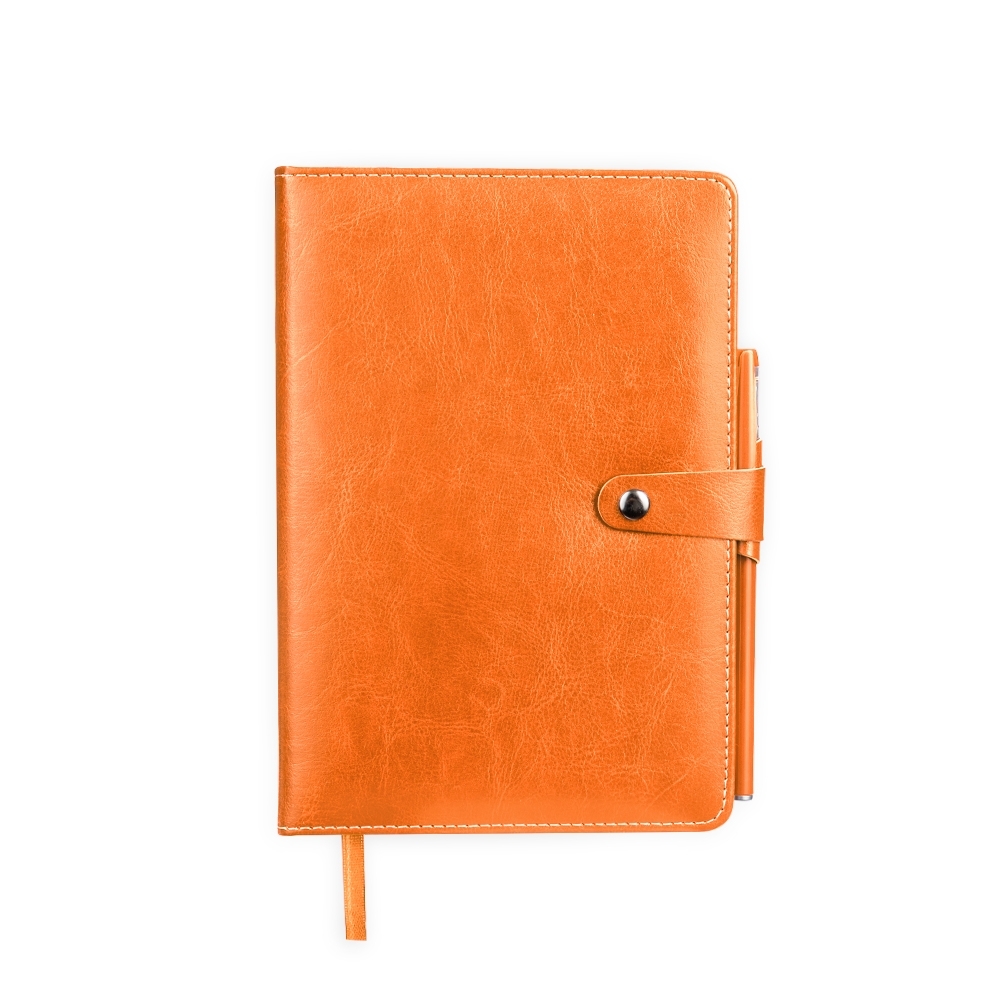CADERNETA COURO SINTÉTICO COM CANETA SPX-19147-LAR NA COR LARANJA